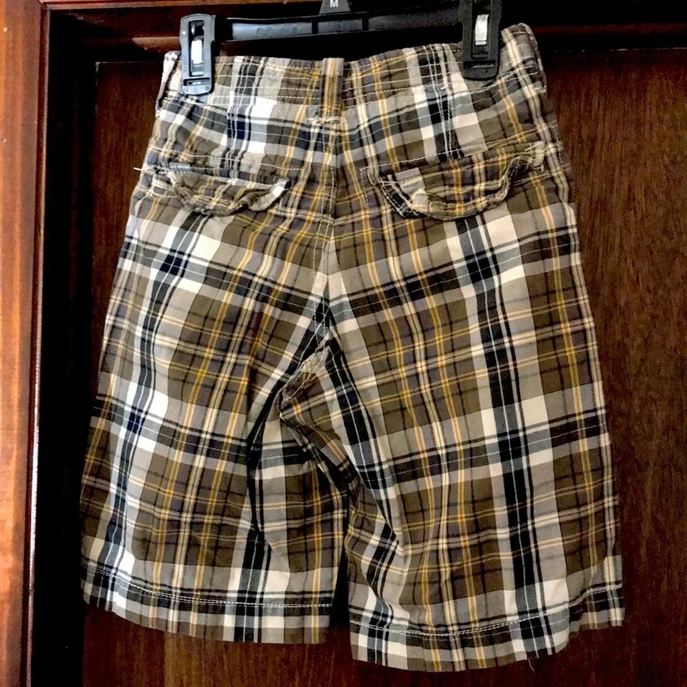 Gap plaid cotton twill 8 slim adjustable waist shorts EUC